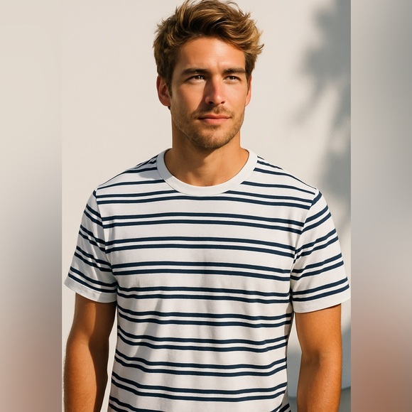 100% cotton Paul Smith Collection white navy striped t shirt men’s large - Picture 1 of 6